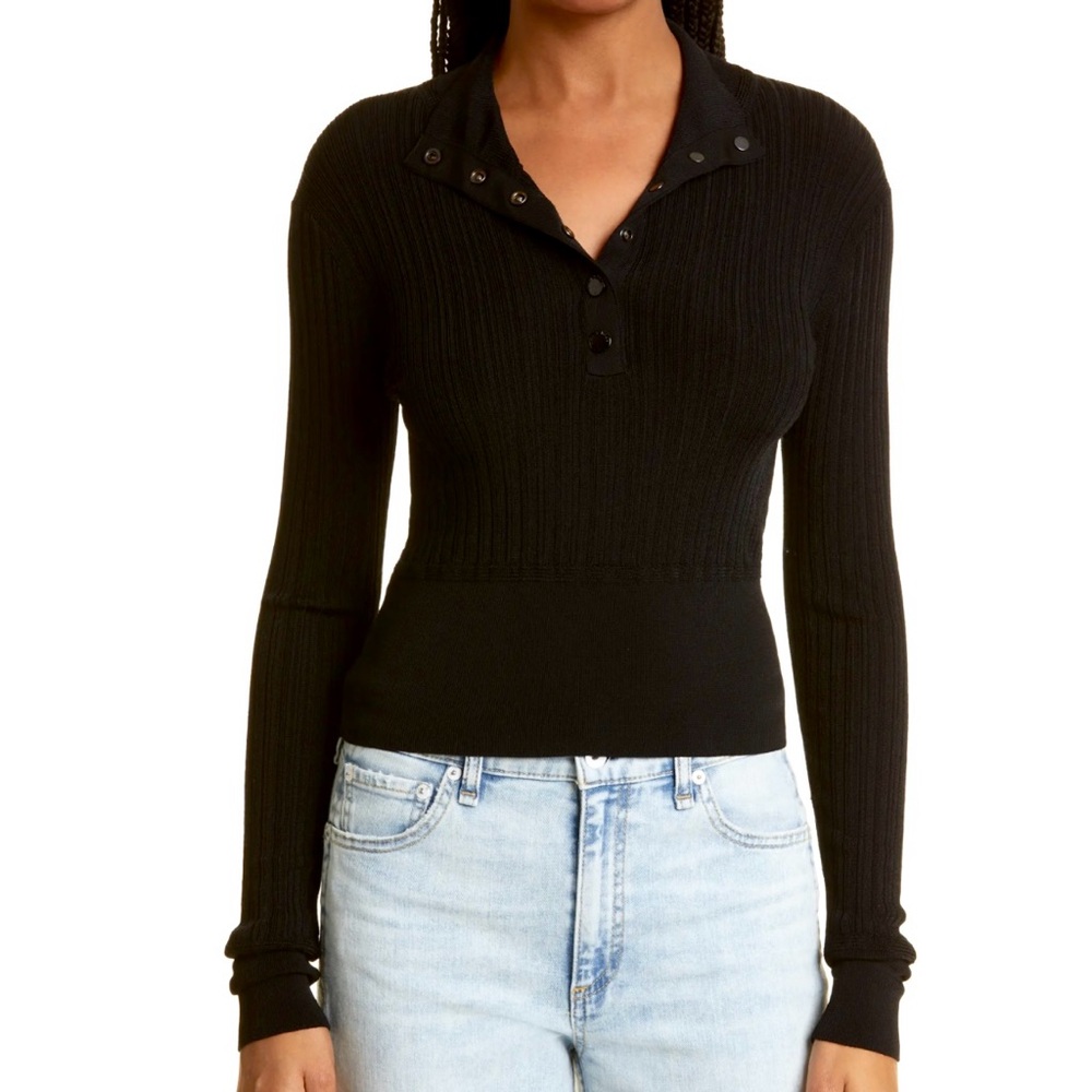 🖤Rag & Bone Esme ribbed button polo shirt